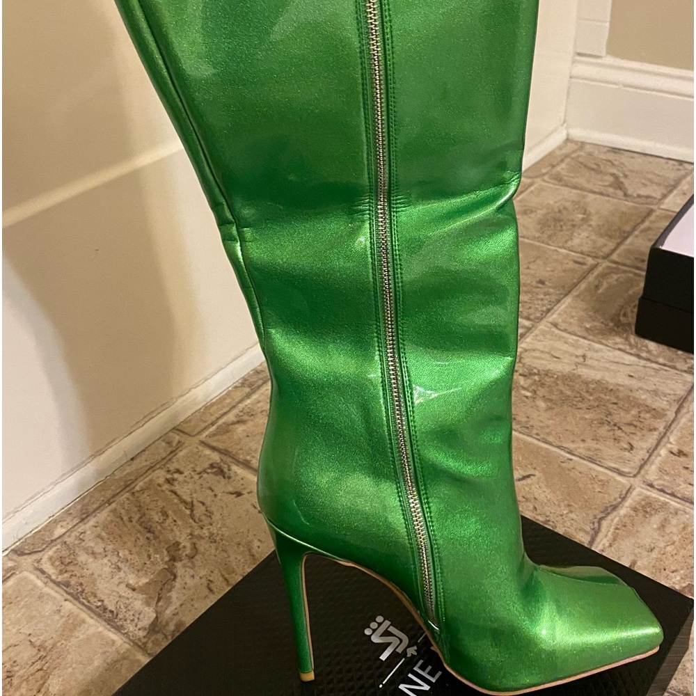 Neon Green Heeled Boots